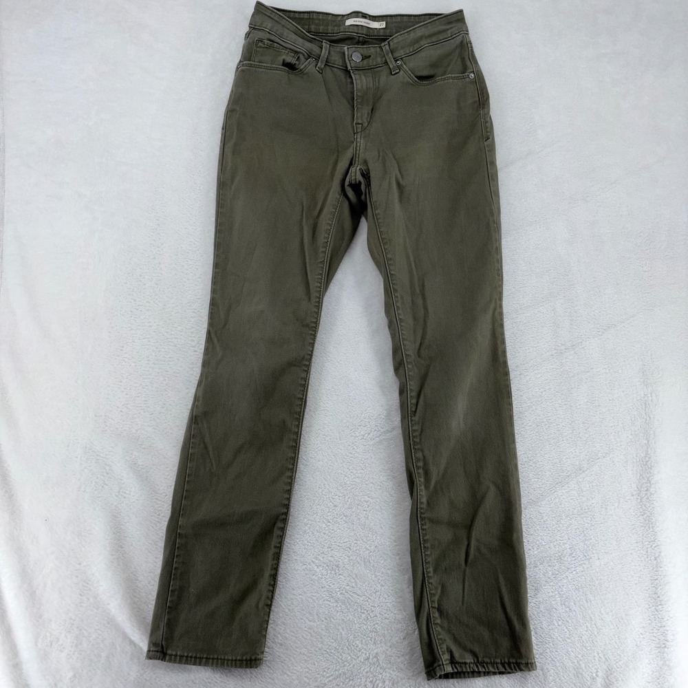 Levis Mid Rise Skinny Jeans Womens 27 Olive Green Denim Pants 58575-0184